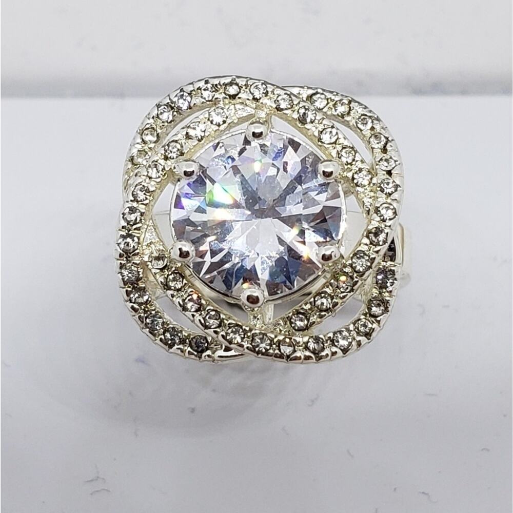 Charter Club Silver Tone Cubic Zirconia Ring Size 6 NEW